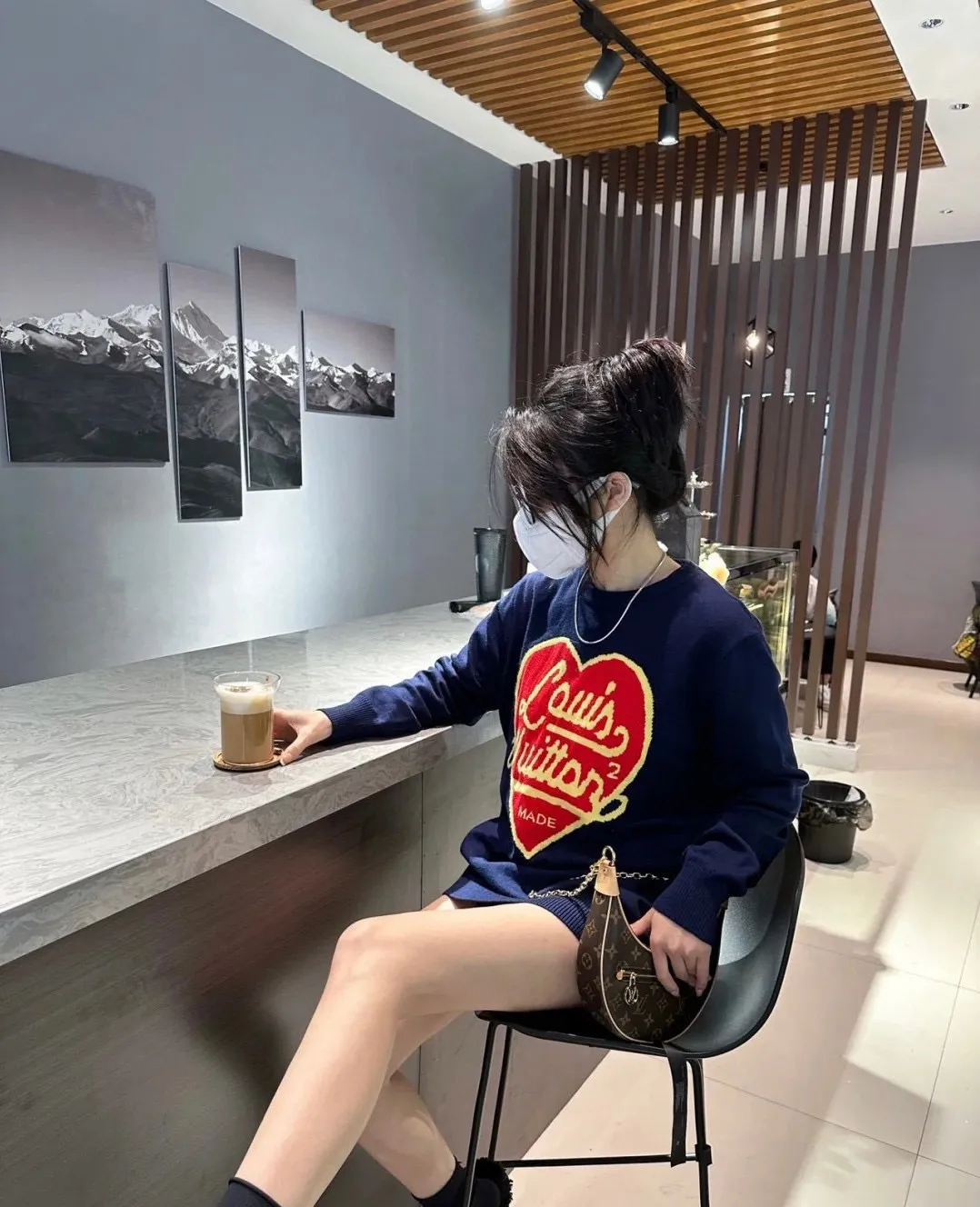 Louis Vuitton/Louis Vuitton love jacquard knitted crew neck sweater